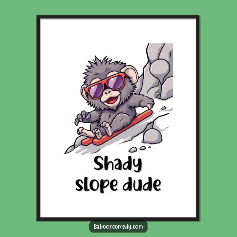 Funny Kawaii Baboon Slope Digital Art - Instant Cool Decor