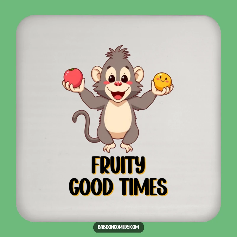 Funny Baboon Juggling Fruits Coasters - Protect Surfaces with Hilarious Art