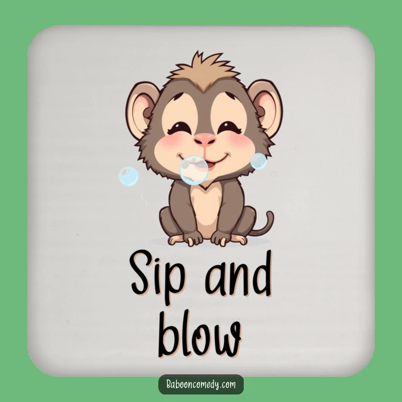 Funny Baboon Bubble Coaster Set: Protect Surfaces with Playfulness, Unique Funny Gift!