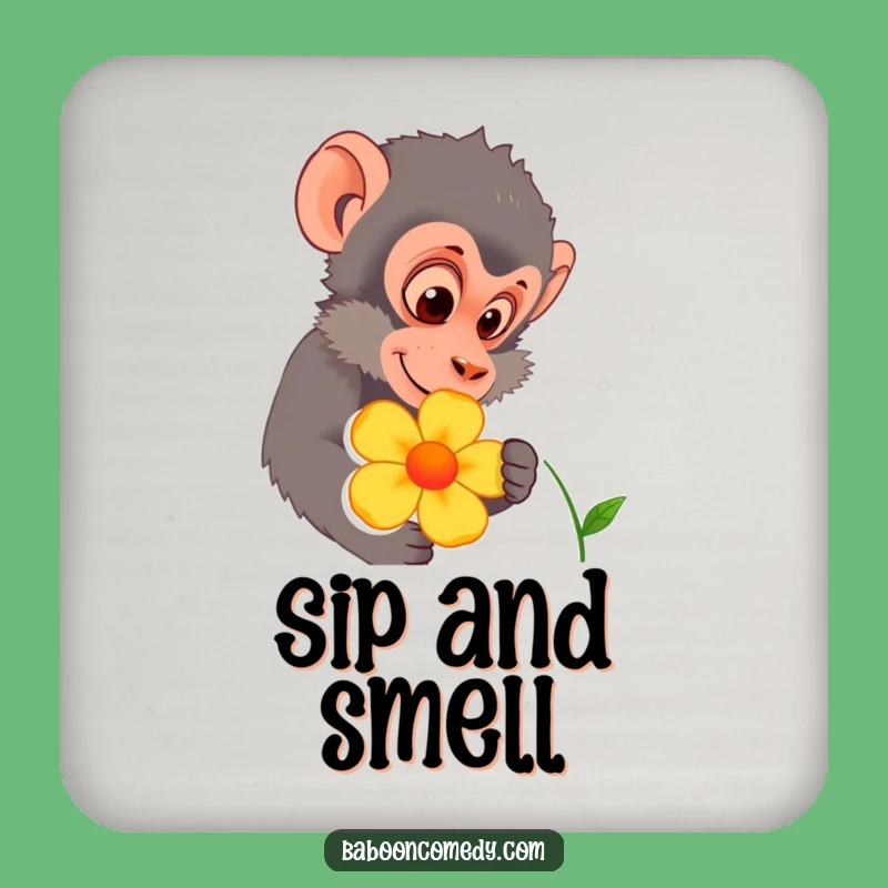 Funny Baboon Flower Inspect Coaster: Primate Nature Drink Protection