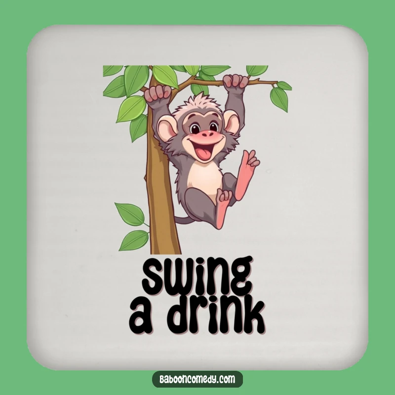 Funny Baboon Vine Swing Coaster: Protect Surfaces with Primate Adventure Style
