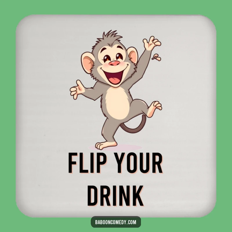 Funny Cartwheeling Baboon Coaster: Protect Surfaces with Hilarious Primate Acrobatics