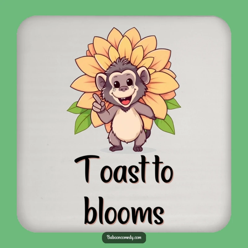 Funny Happy Baboon Flower Coaster - Gardener Baboon Drink Protector, Cute Funny Gift