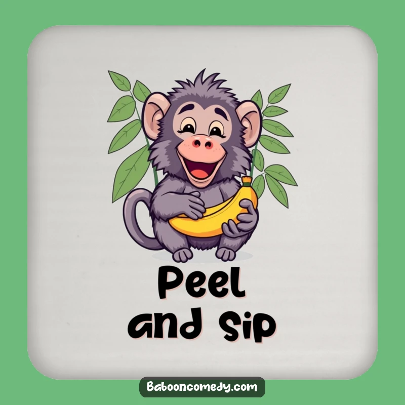Funny Kawaii Baboon Banana Coaster - Protect and Share!