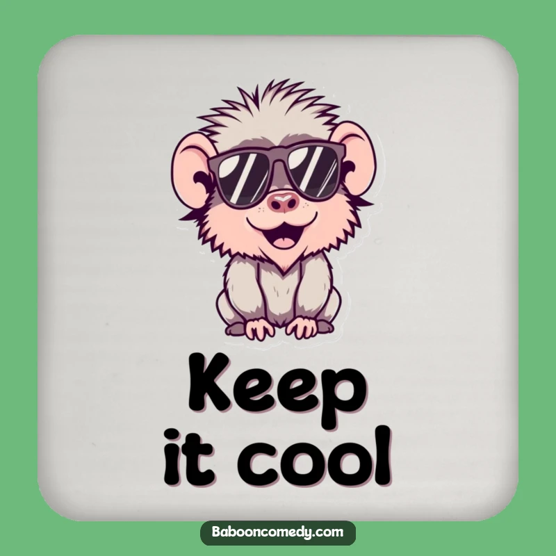 Funny Kawaii Baboon Drink Coaster, Cool Protector, Cute & Funny Gift for Tables