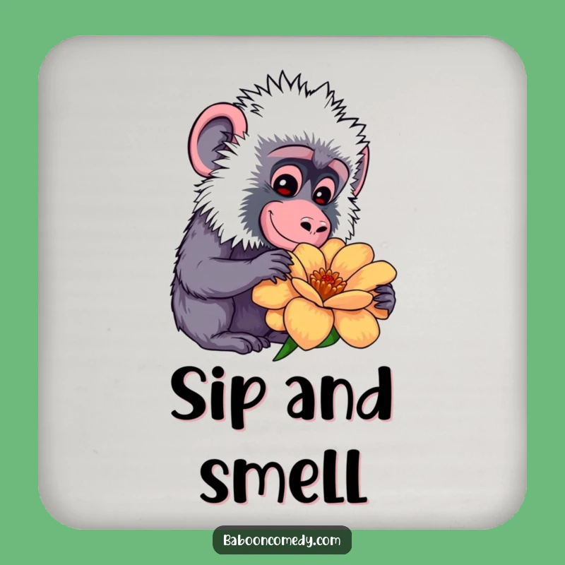 Funny Kawaii Baboon Flower Coaster: Protects Surfaces, Hilarious Decor