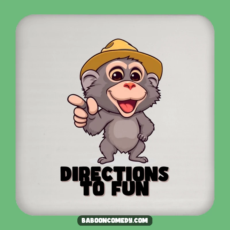 Funny Safari Baboon Coaster - Cute Baboon Pointing - Hilarious Drink Protector for Tables