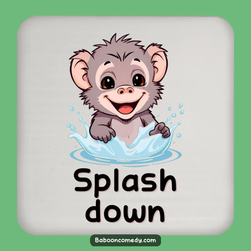 Funny Kawaii Baboon Splash Coaster Set - Primate Drink Protection