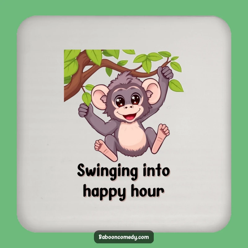 Funny Baboon Vine Swing Coaster: Protect Surfaces, Wide Eyed Fun, Perfect Funny Gift