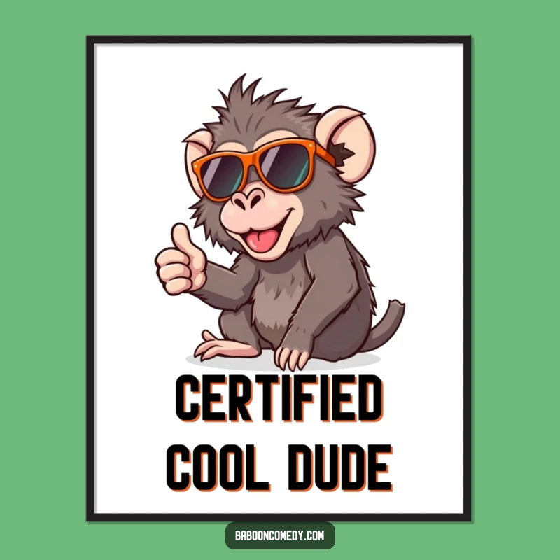 Funny Thumbs Up Baboon Poster: Cool Wall Art, Hilarious & Perfect Funny Gift