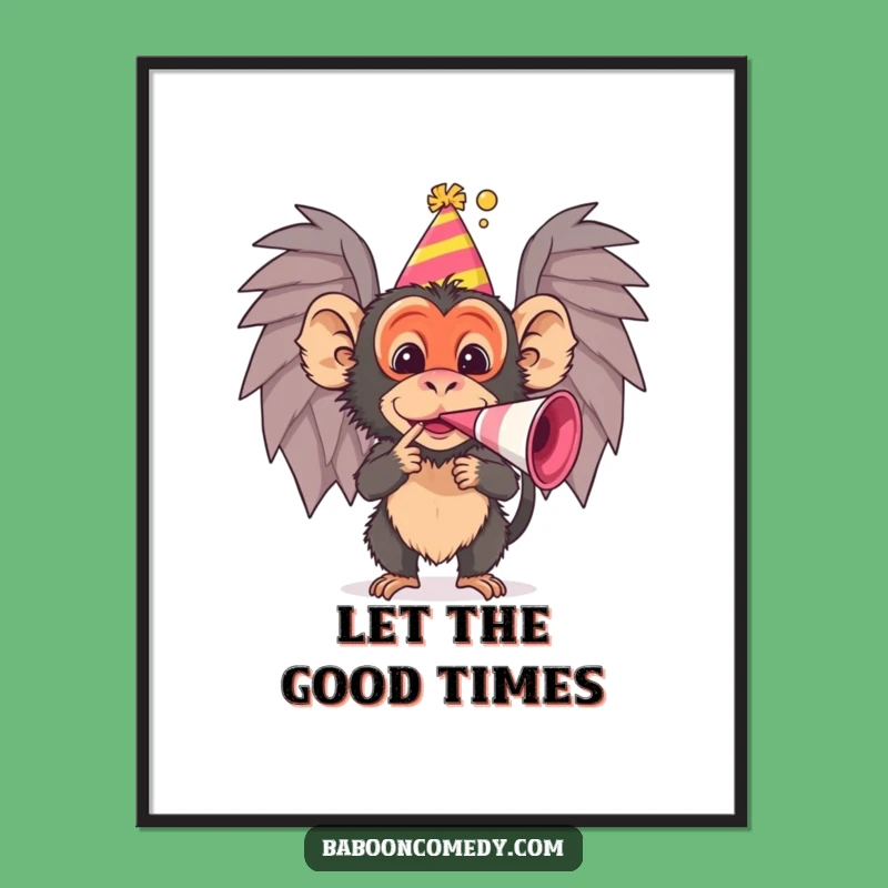 Funny Baboon Poster: Vibrant Party Art Print, Perfect Humorous Home Decor Funny Gift!