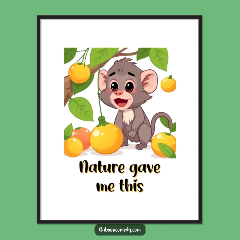 Funny Baboon Surprise Poster: Comical Reaction Art, Unique Funny Gift!