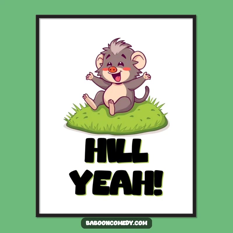 Funny Kawaii Baboon Sliding Poster - Joyful Wall Art, Cute Animal Print, Gift