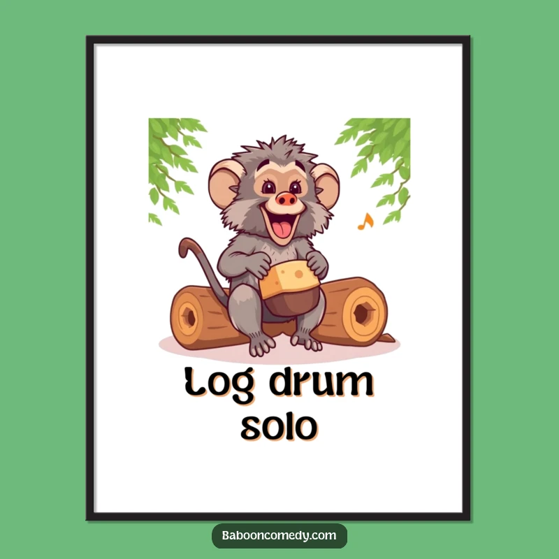 Funny Kawaii Baboon Drummer Poster: Rhythmic Art, Hilarious Wall Decor
