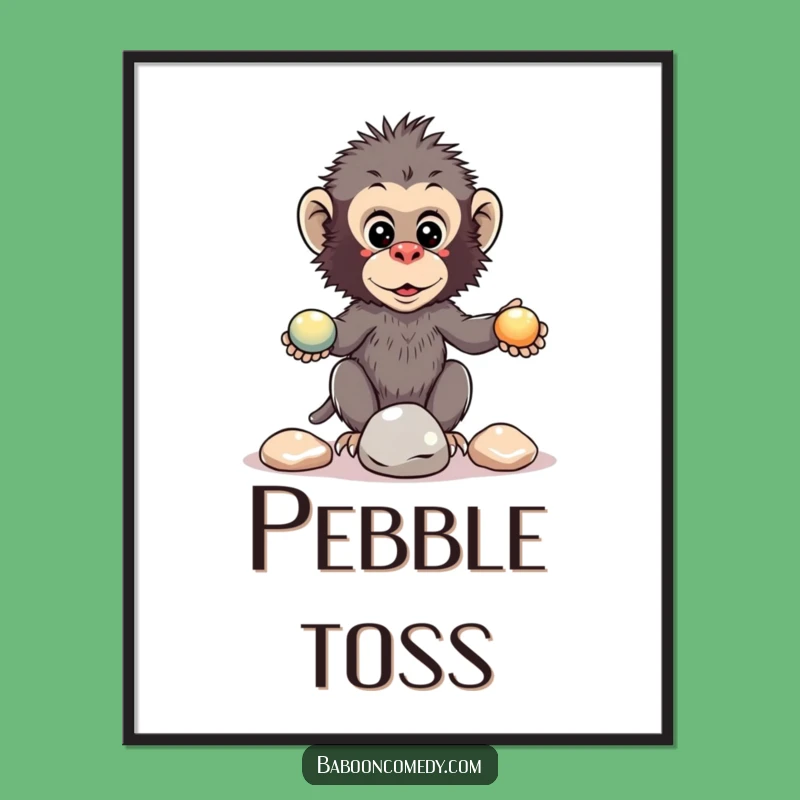 Funny Kawaii Baboon Juggle Poster - Primate Skill Art Print