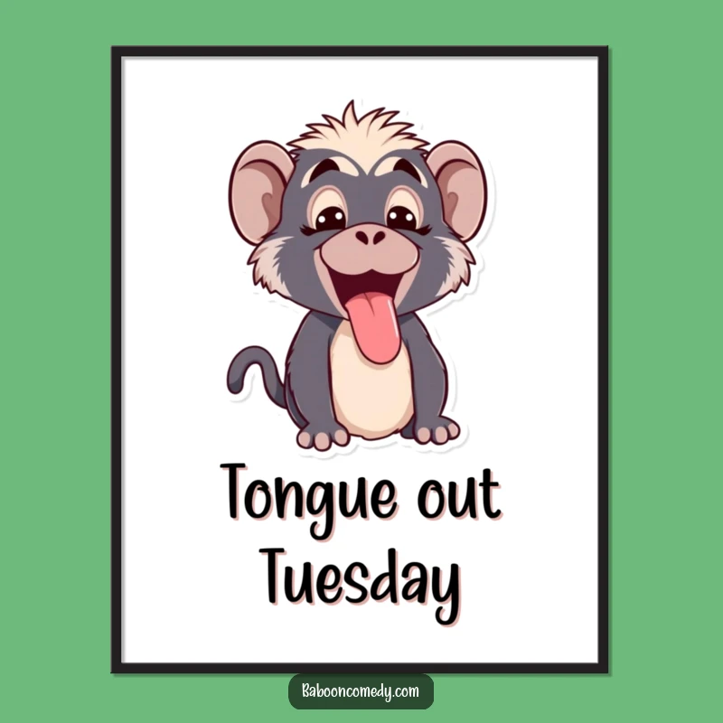Funny Kawaii Baboon Tongue Poster: Inject Humor into Your Space