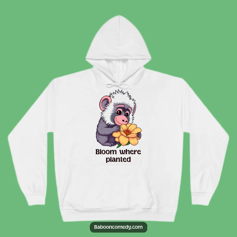 Funny Kawaii Baboon Flower Hoodie: Cozy Nature, Curious Baboon Gear