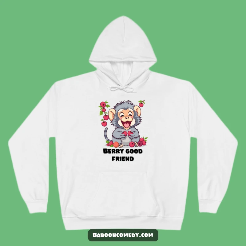 Cozy Funny Baboon Berry Sharing Hoodie: Your Go-To Humorous Gift for Chilly Days