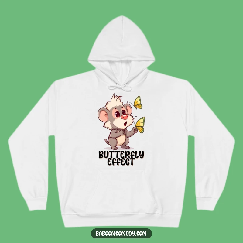 Cozy Funny Baboon Butterfly Hoodie: Humorous Gift for Gentle Souls