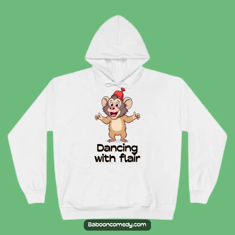 Cozy Funny Baboon Dancing Fez Hoodie - Warm Primate Party Wear