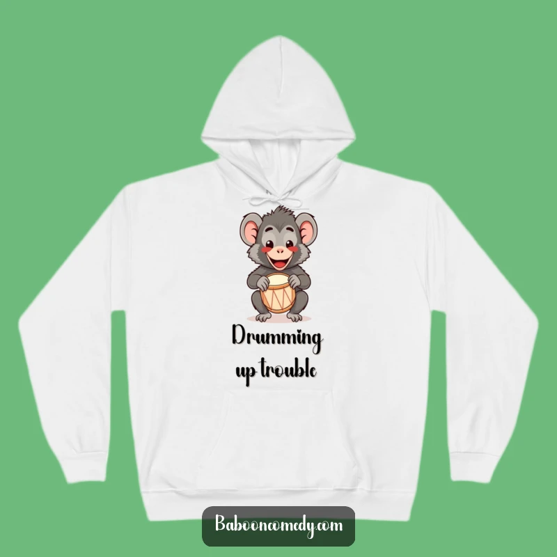 Funny Kawaii Baboon Drum Hoodie: Cozy Comfort with Happy Vibes