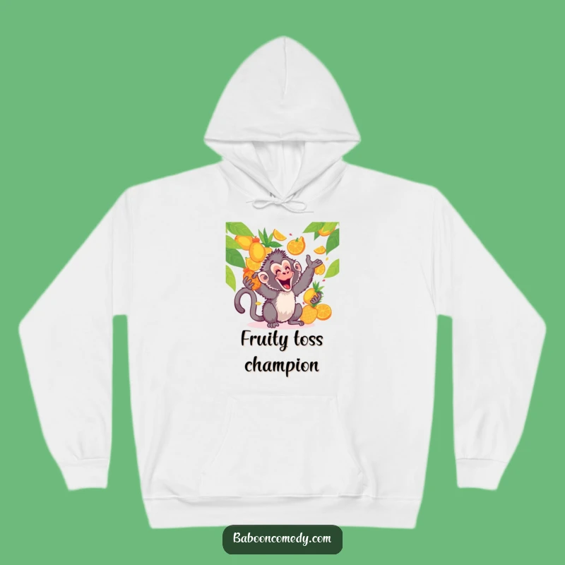 Funny Kawaii Baboon Fruit Toss Hoodie: Cozy Play, Hilarious Baboon Gear
