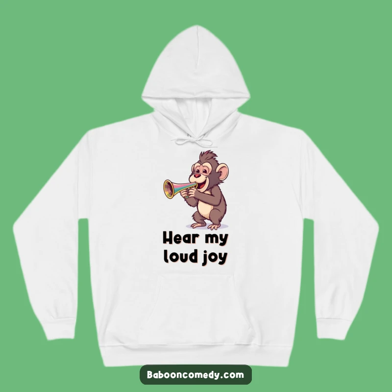 Funny Baboon Trumpet Hoodie - Cozy Musician Baboon Apparel, Best Funny Gift