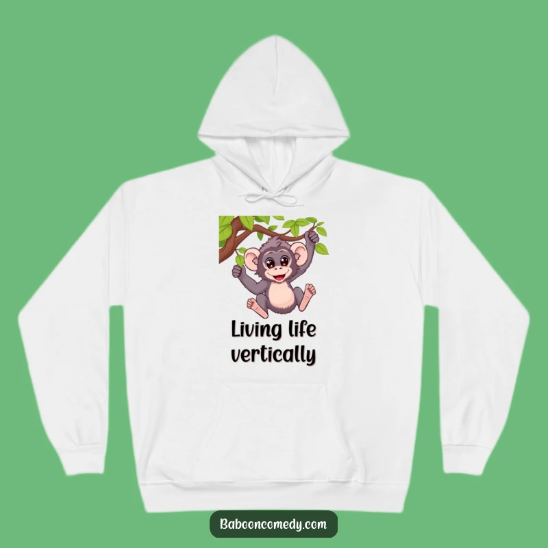 Funny Baboon Vine Swing Hoodie: Cozy Adventure, Wide Eyed Fun, Perfect Funny Gift