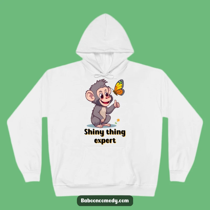 Funny Curious Baboon Hoodie - Butterfly Excitement Cozy Gift