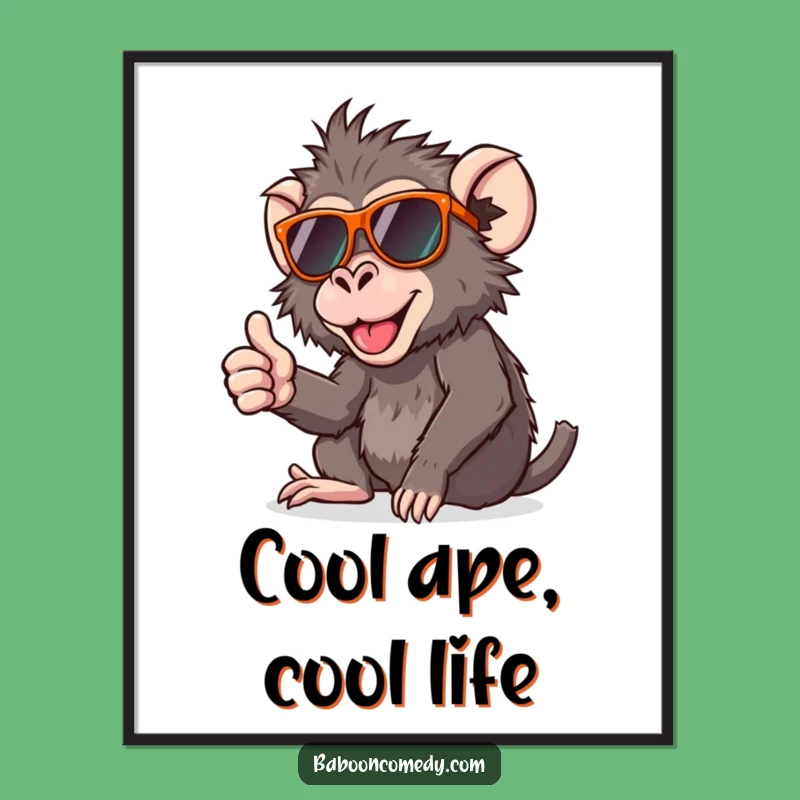 Free Printable Cool Baboon Wall Art - Downloadable Humorous Gorilla Decor