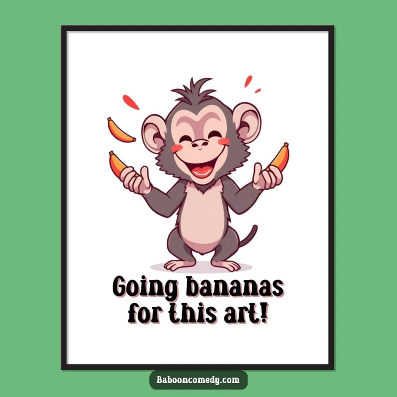 Free Printable Funny Baboon Juggling Art - Hilarious Primate Downloadable Wall Decor