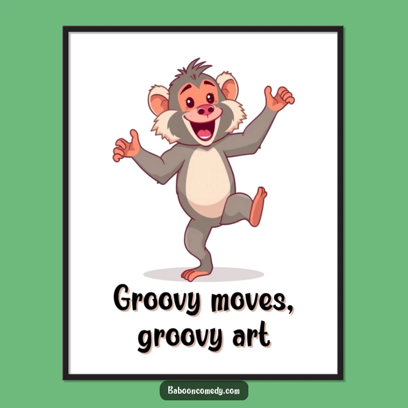 Free Printable Dancing Baboon Wall Art - Funny Energetic Downloadable Decor