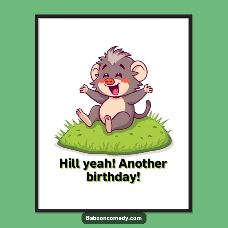 Free Printable Wall Art: Funny Kawaii Baboon Sliding - Hilarious Downloadable Decor!