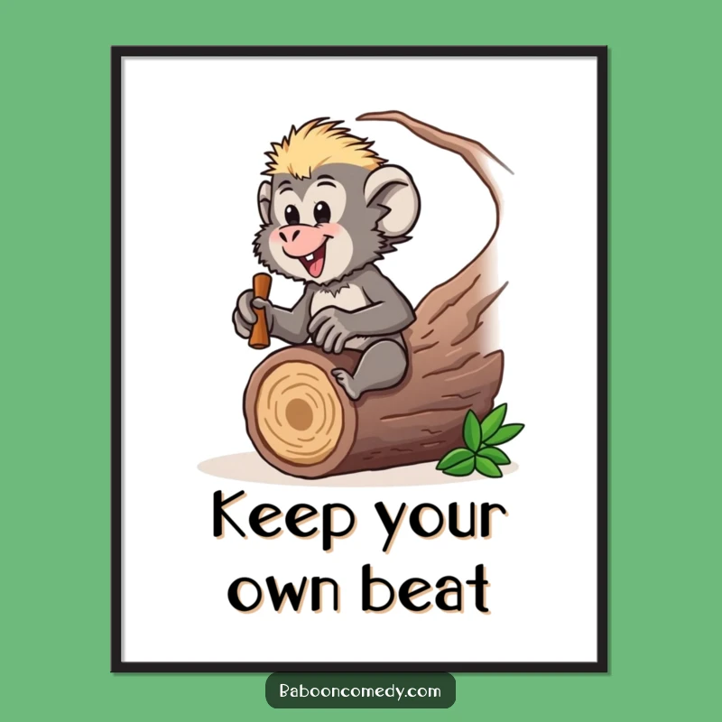 Free Printable Baboon Wall Art: Funny Drumming Action, Downloadable Decor