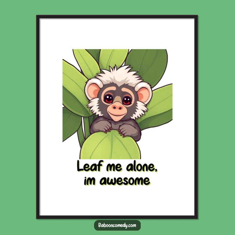 Free Printable Kawaii Baboon Plant Wall Art: Funny Downloadable Decor for a Quirky Space