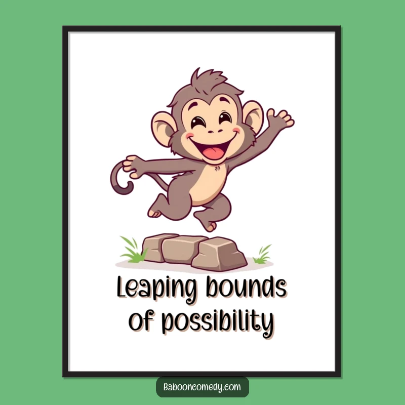 Funny Free Printable Wall Art: Leaping Baboon, Energetic Downloadable Decor