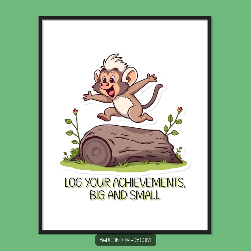 Free Printable Funny Baboon Art: Energetic Leap, Perfect Downloadable Wall Decor