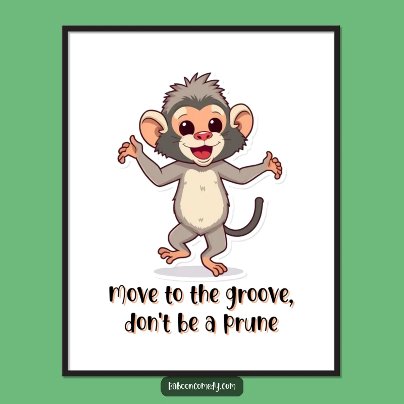 Free Printable Wall Art: Dancing Baboon, Humorous Downloadable Decor Gift