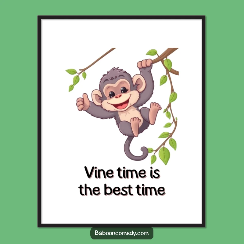 Free Printable Baboon Wall Art: Funny Swinging Monkey Downloadable Decor