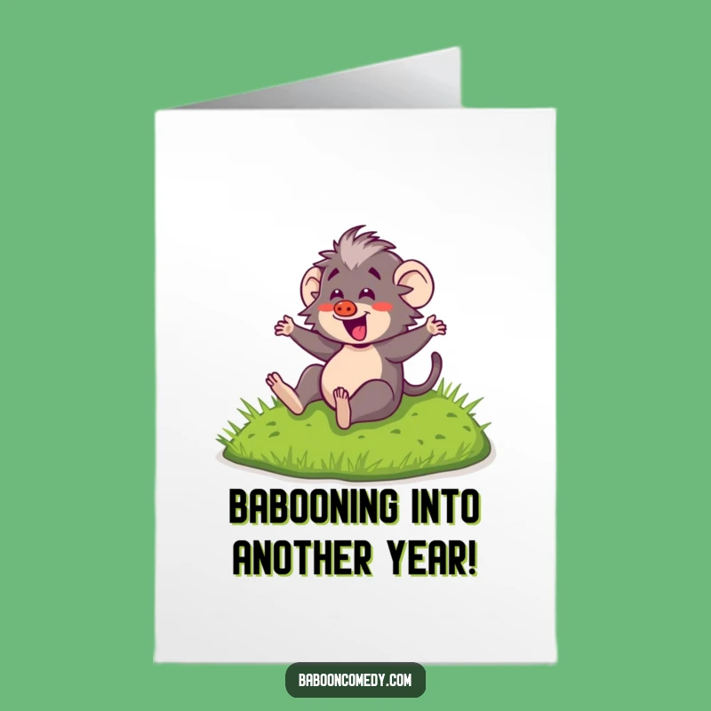 Free Printable Birthday Card: Funny Kawaii Baboon Sliding - Hilarious Downloadable Gift!