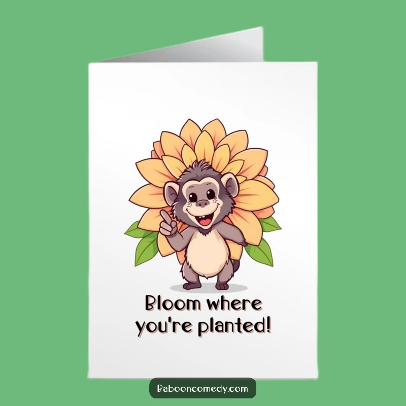 Free Printable Birthday Card: Baboon Flower Pride Funny Downloadable