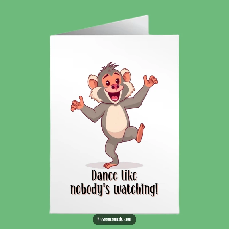 Free Printable Dancing Baboon Birthday Card - Funny Energetic Downloadable Gift