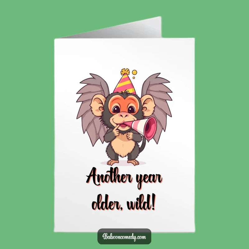 Free Printable Baboon Birthday Card: Funny Noisemaker Greeting, Downloadable Gift