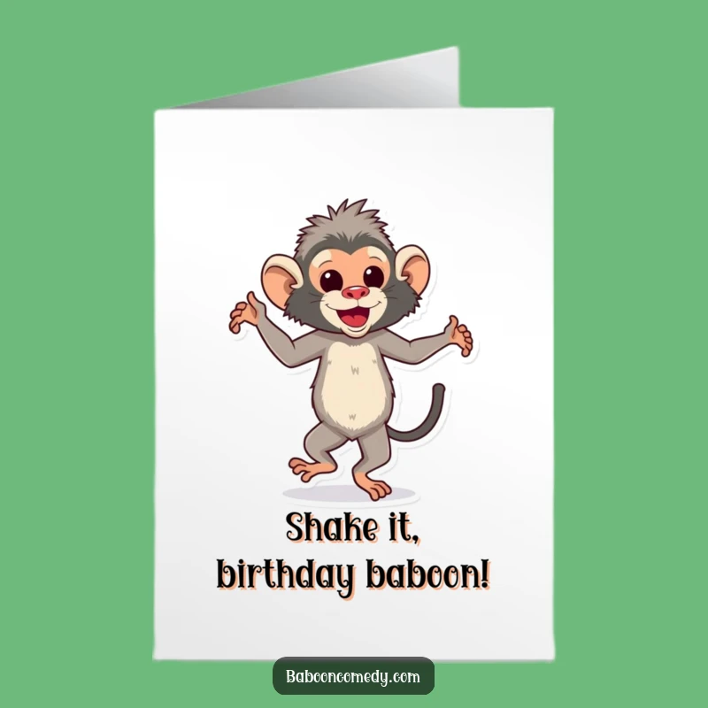Free Printable Birthday Card: Dancing Baboon, Fun Downloadable Gift for Parties