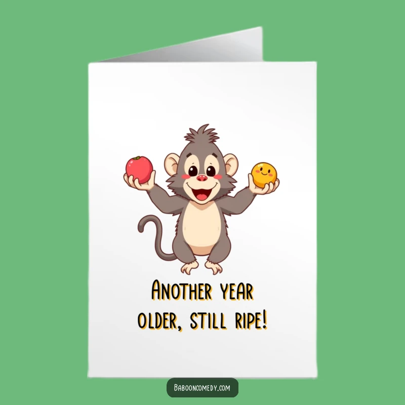 Free Printable Happy Birthday Card: Funny Juggling Baboon, Downloadable Fun Gift