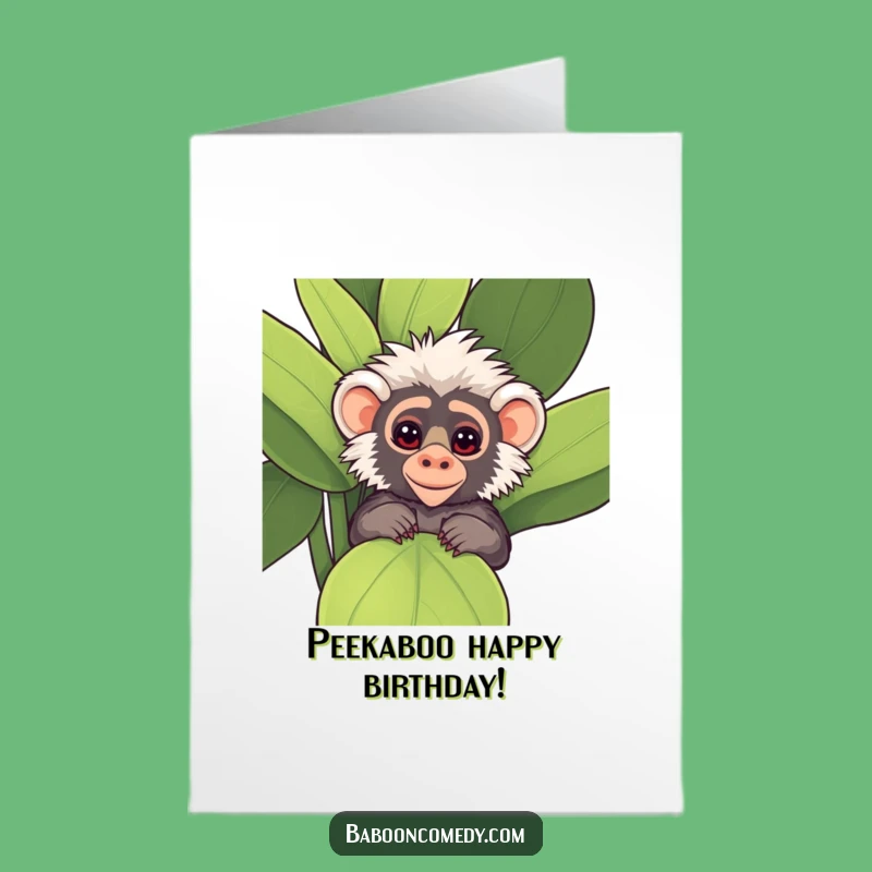 Free Printable Kawaii Baboon Plant Card: Funny Birthday Downloadable Gift for Sneaky Fun
