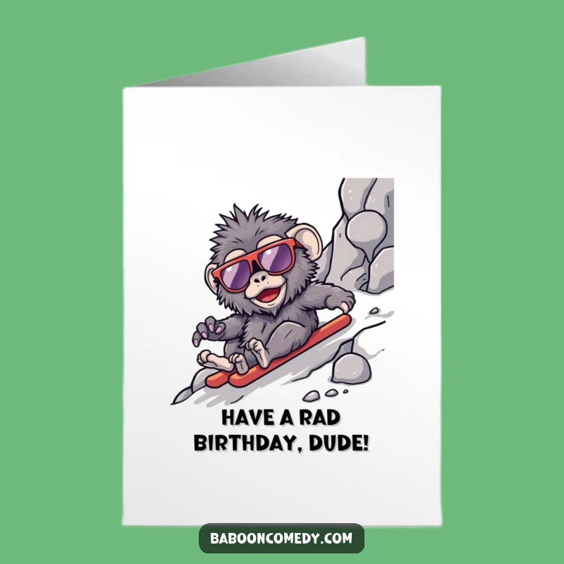 Cool Kawaii Baboon Birthday Card Free Printable - Funny Sunglasses Downloadable Gift