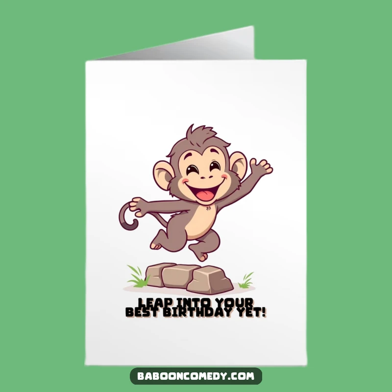 Free Printable Birthday Card: Leaping Baboon, Energetic Fun Downloadable Gift!