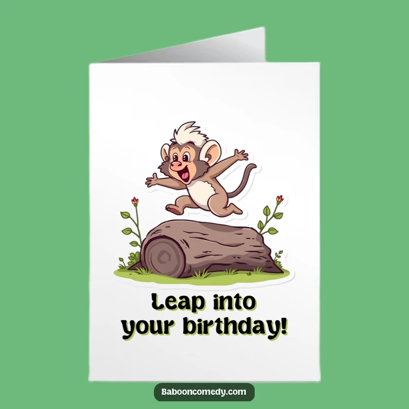 Free Printable Funny Baboon Birthday Card: Leap into Fun, Perfect Downloadable Gift