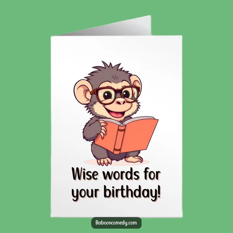 Free Printable Funny Baboon Reading Birthday Card - Scholarly Laughs Downloadable